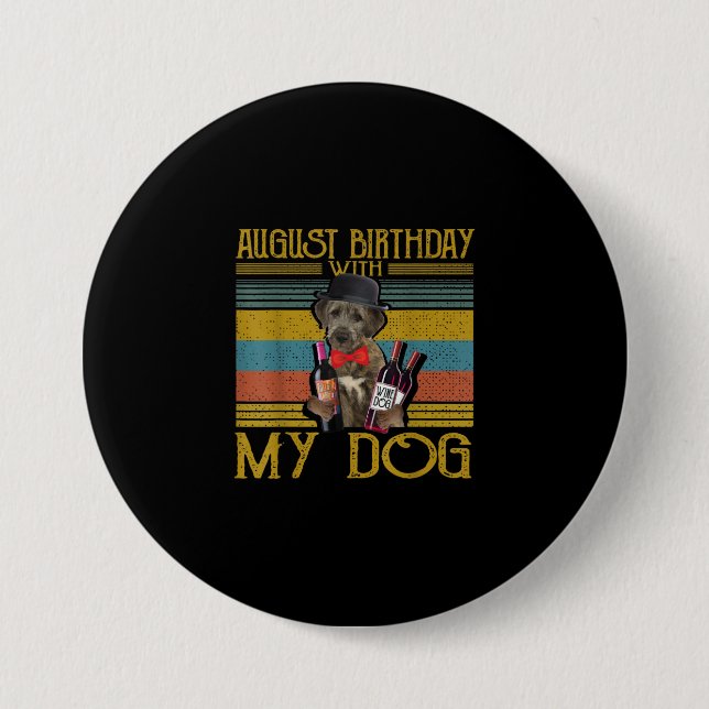 Augusti Birthday med My Irish Wolfhound Hund 2020 Knapp (Framsida)
