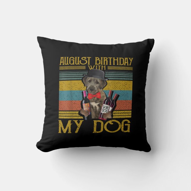 Augusti Birthday med My Irish Wolfhound Hund 2020 Kudde (Framsida)