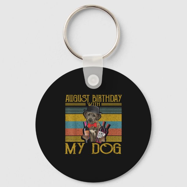 Augusti Birthday med My Irish Wolfhound Hund 2020 Nyckelring (Framsida)