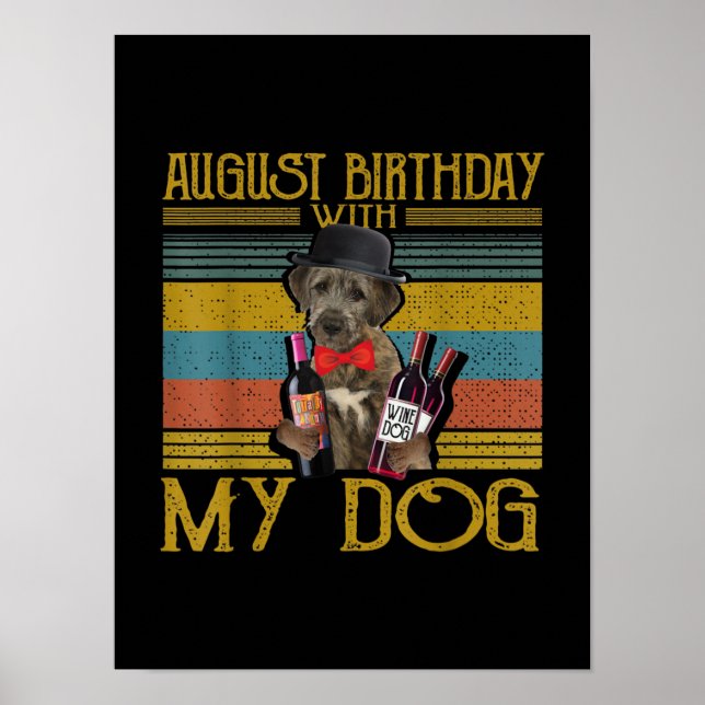 Augusti Birthday med My Irish Wolfhound Hund 2020 Poster (Framsidan)