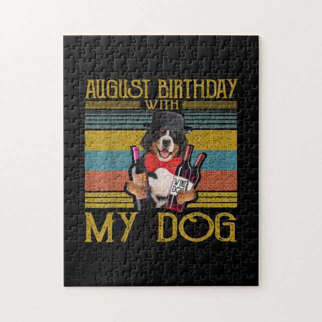 Augusti Birthday with My Bemese Moutain Hund 2020 Pussel (Vertikal)