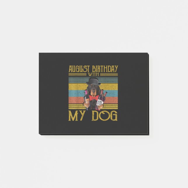 Augusti Birthday with My Gordon Setter Hund 2020 Post-it Block (Framsida)