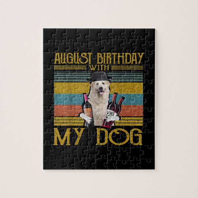 Augusti Birthday with My Underbar Pyrenees Hund 20 Pussel (Vertikal)