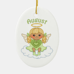 Augusti Birthstone Angel Blonde Julgransprydnad Keramik