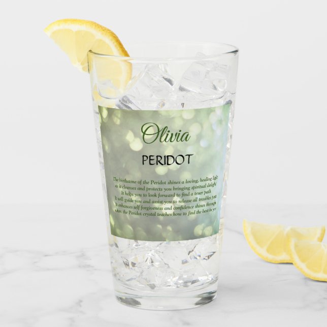 Augusti Birthstone Peridot-design Glaskopp (Framsida Ice)