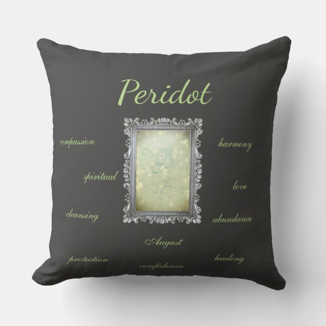 Augusti Birthstone Peridotfe Kudde (Framsida)