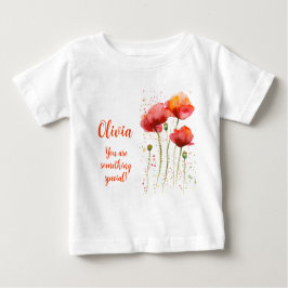 Augusti-blomman Röda poppies Watercolor-Blommigt T Shirt