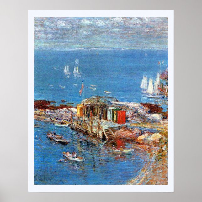 Augusti Eftermiddag, Appledore av Childe Hassam Poster (Framsidan)