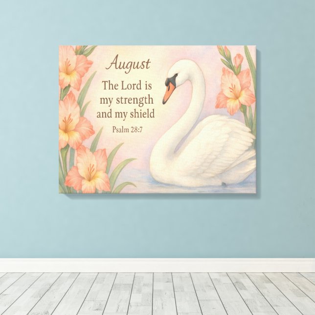 Augusti Flamingo Bibelvers Kristet Födelsedagspres Canvastryck (Insitu (trägolv))
