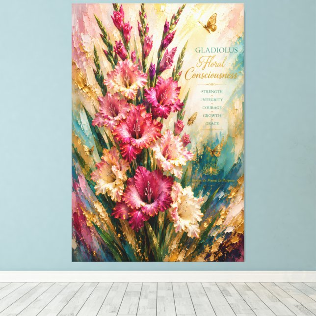 Augusti födelseblomma Gladiolus Blommig medvetenhe Canvastryck (Insitu (trägolv))