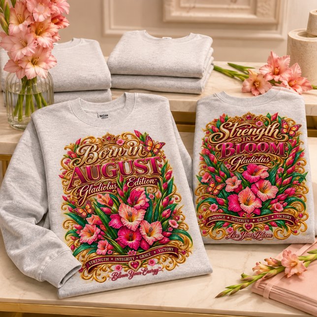 AUGUSTI FÖDELSEDAG • GLADIOLUS FÖDELSEBLOMMA T SHIRT (August Gladiolus 🌸 Celebrate strength, grace, beauty & your unique bloom.)