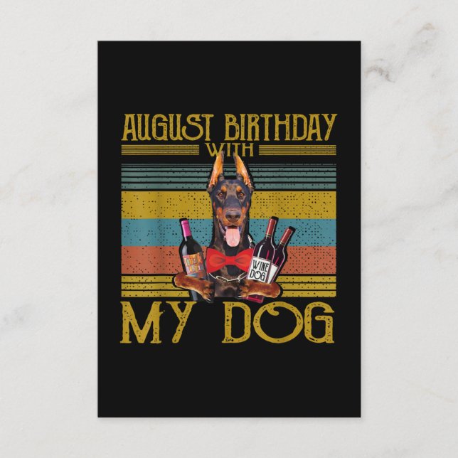Augusti födelsedag med min Doberman Pinscher Hund  Tilläggskort (Framsida)