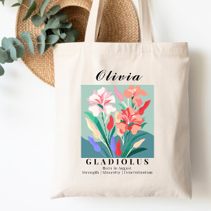 Augusti Födelsemånad Blomma Gladiolus Retro Konst Tygkasse