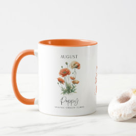 Augusti Födelsemånad Blomma Vallmo Födelsedagspres Mugg