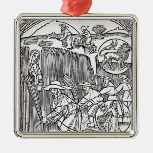 Augusti från en herde kalender julgransprydnad metall
