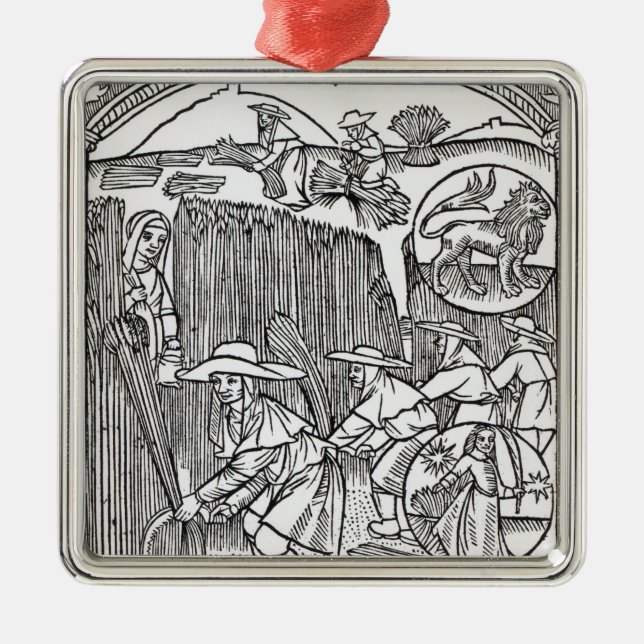 Augusti från en herde kalender julgransprydnad metall (Framsidan)