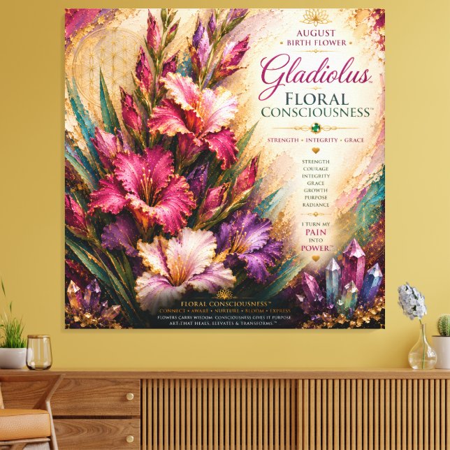 Augusti Gladiolus Blommig Medvetenhet™ Extra Stor Canvastryck (Insitu (Vardagsrum))