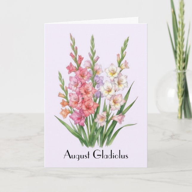 Augusti Gladiolus Blommor Hälsning Kort (Framsida)