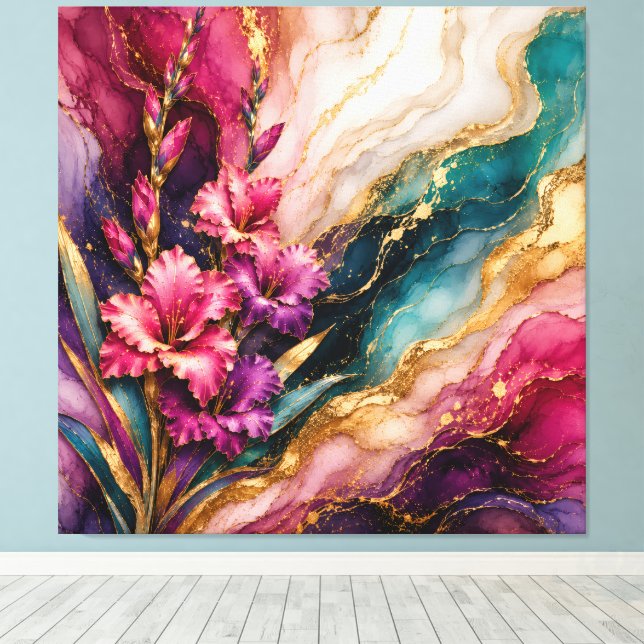 Augusti Gladiolus Frekvens av Mod™ Energi Vägg Canvastryck (Insitu (trägolv))