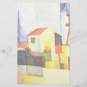 Augusti Macke Bright House Watercolor Painting Brevpapper
