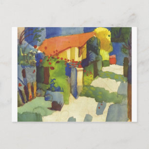 Augusti Macke - hus i trädgården Waterolor 1914 Vykort