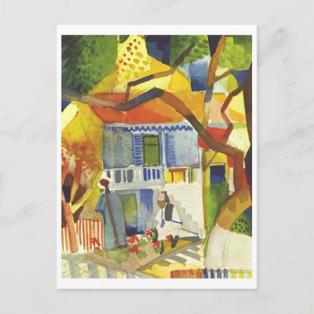 Augusti Macke - inre domstol av landhuset 1914 Vykort (Framsida)