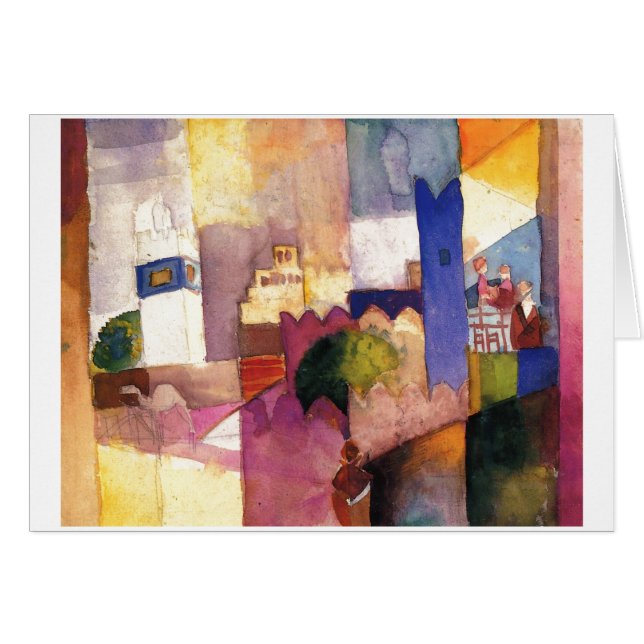 Augusti Macke - Kairouan (III) vattenfärg 1914 Hälsningskort (Framsidan Horizontal)
