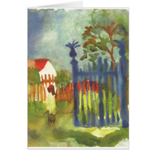 Augusti Macke - trädgårds- grind Gartentor 1914 Hälsningskort