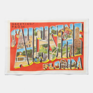 Augustine Florida FL Vintage resor Souvenir Kökshandduk
