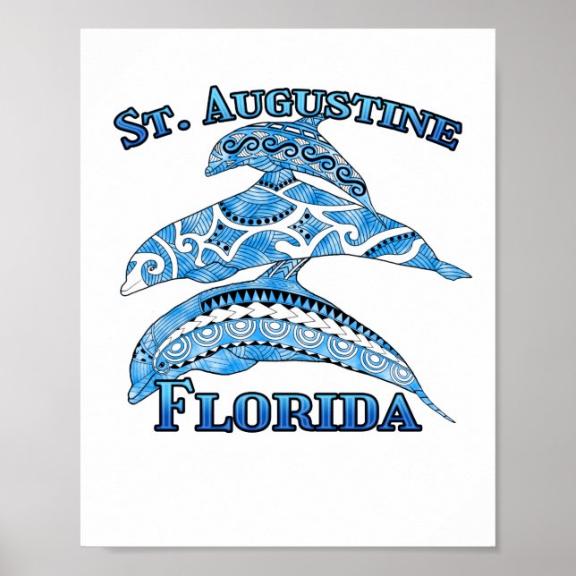 Augustine Florida Vacation Tribal Dolphins Poster (Framsidan)
