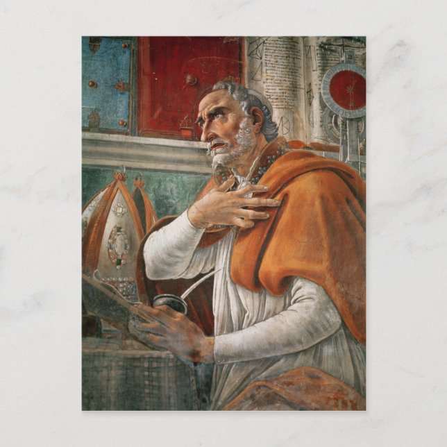 Augustine i sin cell, 1480 vykort (Framsida)