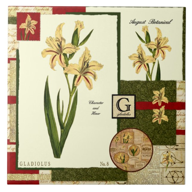 Augustis blomma kakelplatta (Framsidan)