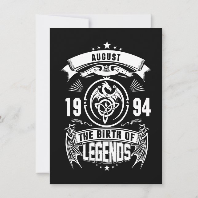 Augustpresent | 1994 Legendernas Födelse Inbjudningar (Framsida)