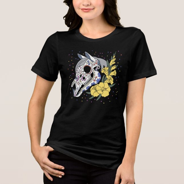 August's Gladiolus & Horse Skull T Shirt (Framsida)