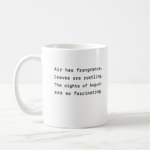 augustt kaffe mugg typografi poetisk luft doft