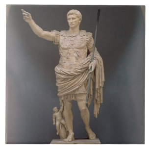 Augustus av Prima Porta, c.20 BC (marmor) Kakelplatta
