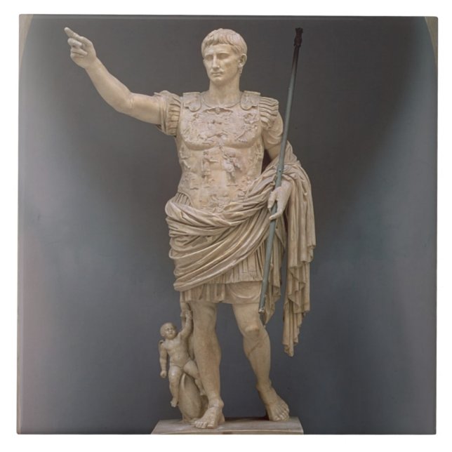 Augustus av Prima Porta, c.20 BC (marmor) Kakelplatta (Framsidan)