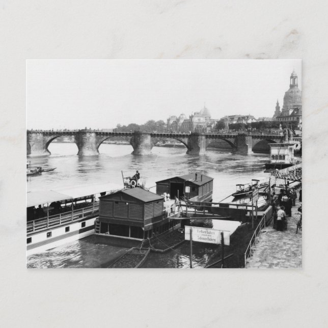 Augustus Bridge, Dresden, 1910 Vykort (Framsida)