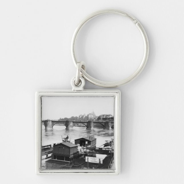 Augustus överbryggar, Dresden, c.1910 Fyrkantig Silverfärgad Nyckelring (Framsidan)