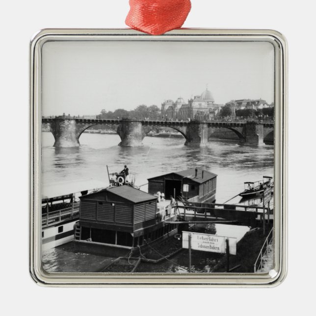 Augustus överbryggar, Dresden, c.1910 Julgransprydnad Metall (Framsidan)