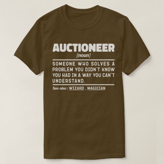 Auktionerör Noun Definition Marketer Roliga mening T Shirt (Design framsida)