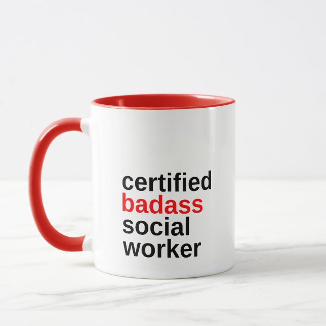 Auktoriserad Badass Social Worker Coffee Mugg (Vänster)