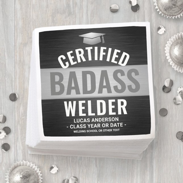 Auktoriserad Badass Welder Studentfest Black Pappersservett (Skapare uppladdad)