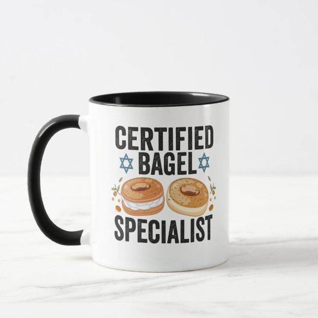 Auktoriserad Bagel Specialist Funny Jewish Hanukka Mugg (Vänster)