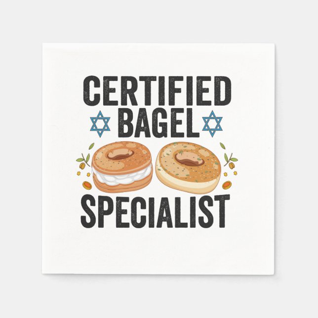 Auktoriserad Bagel Specialist Funny Jewish Hanukka Pappersservett (Framsidan)