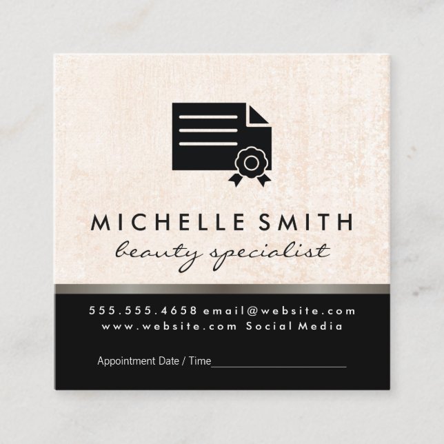 Auktoriserad Beauty Specialist Möte Tidsbeställning Kort (Framsida)