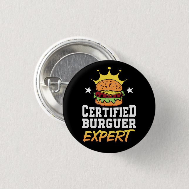 Auktoriserad Burger Expert Hamburger Handdragen Bu Knapp (Framsida & baksida)