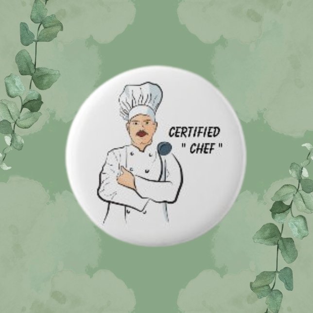 Auktoriserad Chef, vit Manar enkel Chef Round Knapp (Skapare uppladdad)