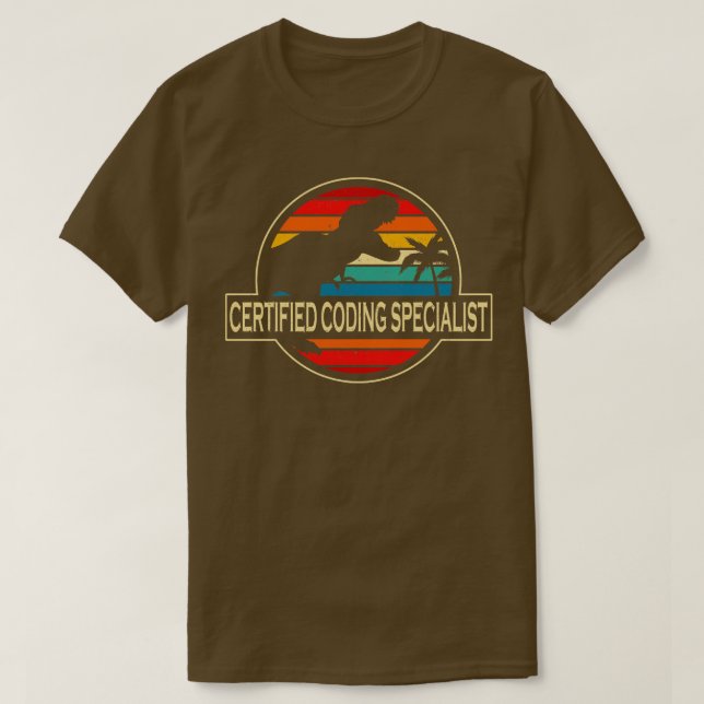 Auktoriserad Coding Specialist Dinosaur T Shirt (Design framsida)