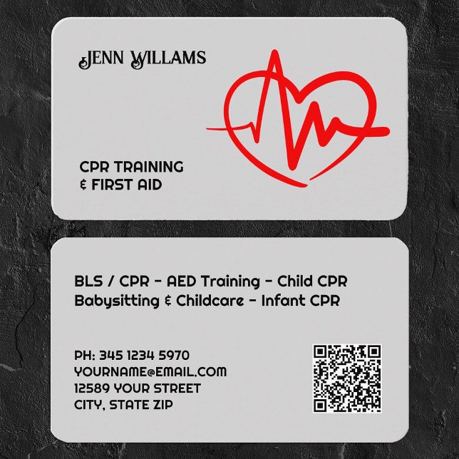 Auktoriserad CPR-instruktionens Anpassningsbar QR Visitkort (Certified CPR Instructor Card)